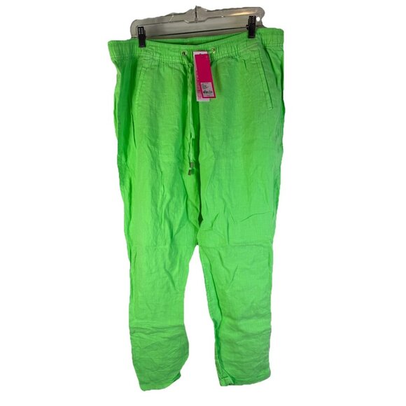 Lilly Pulitzer Pants - New Lilly Pulitzer Taron Linen Pull on Pants Lime Zest Green